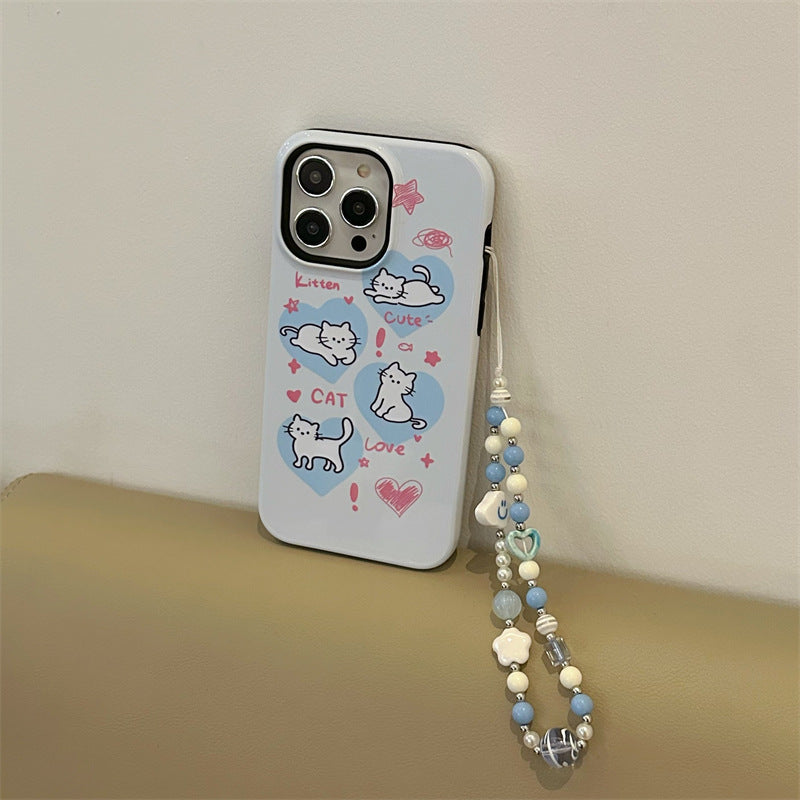 Cute Blue Heart Cat Case