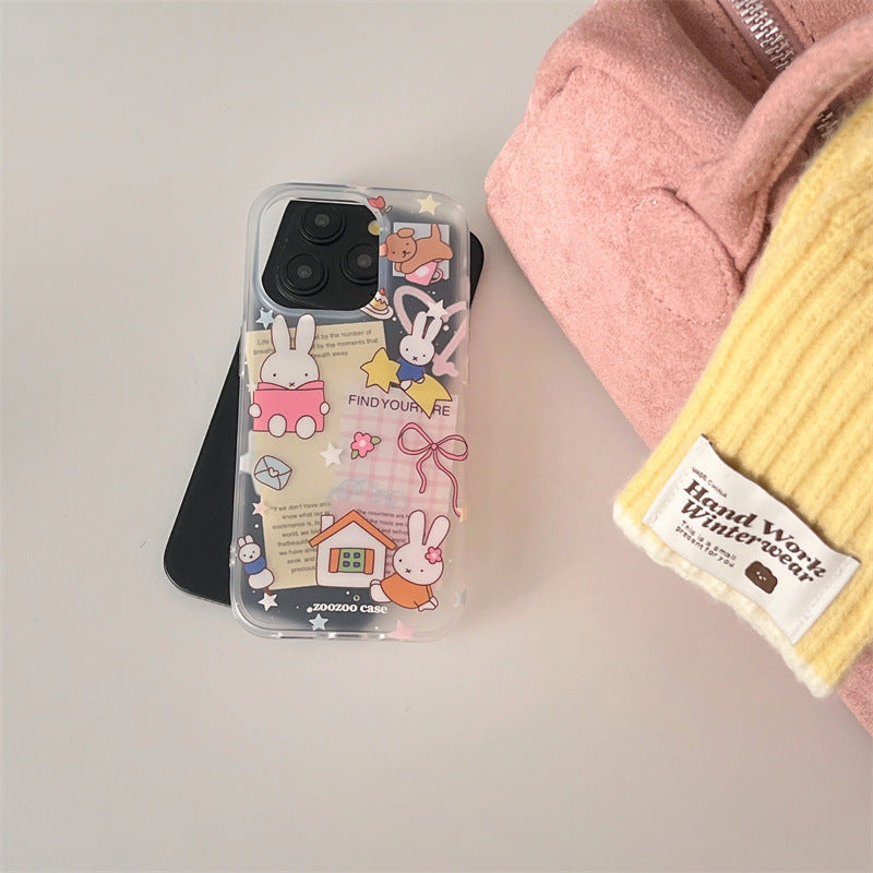Cute Bunny Cartoon Clear Phone Case