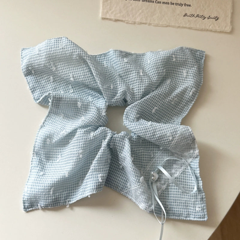 Pastel Gingham Lace Hair Scrunchie