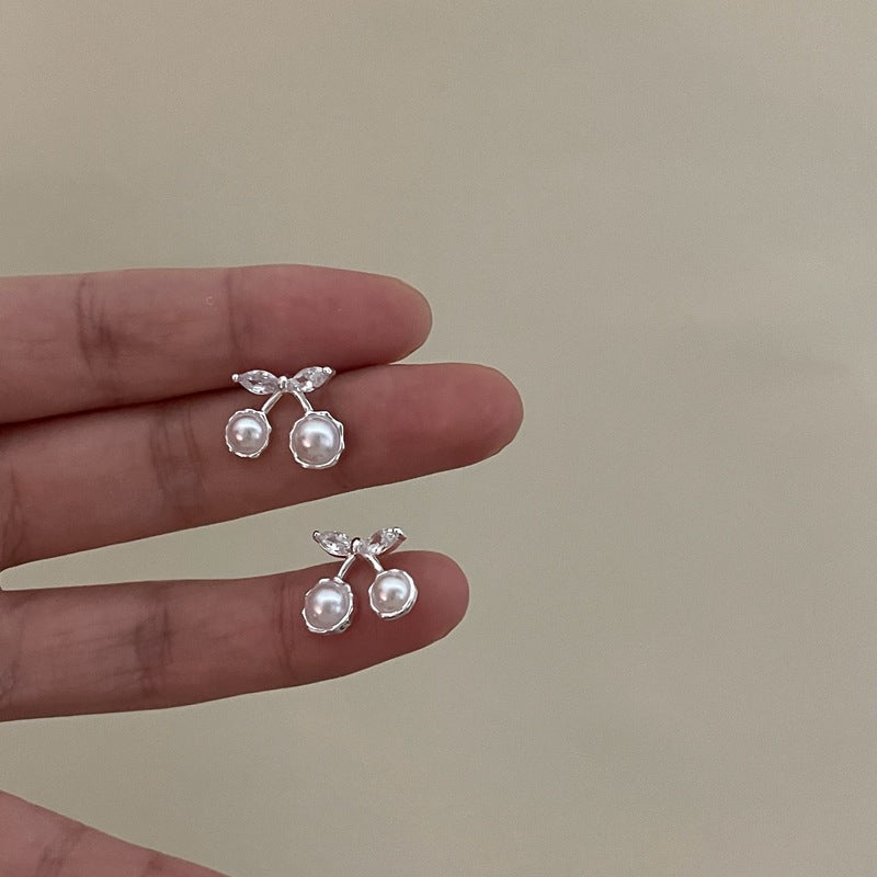 Silver white Cherry Earring