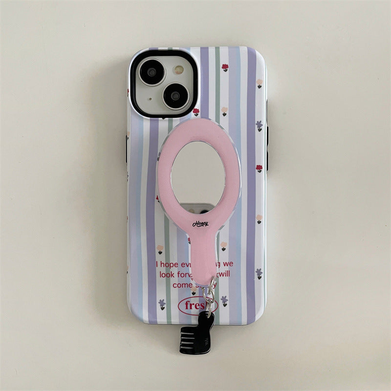 Retro Mirror Pop Socket Stripe Case