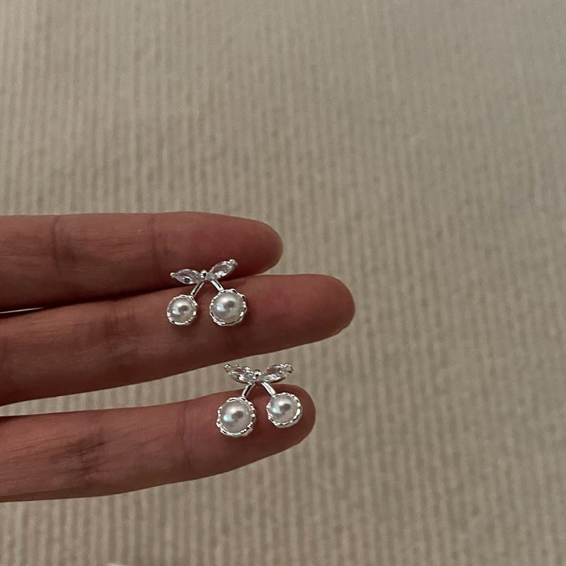 Silver white Cherry Earring