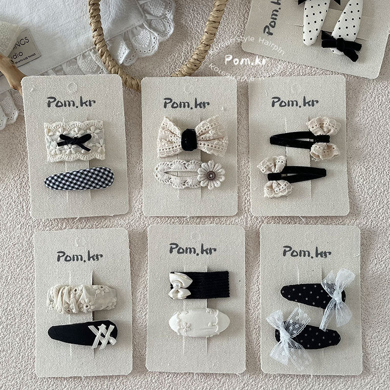 Monochrome Bow Hair Clip Set