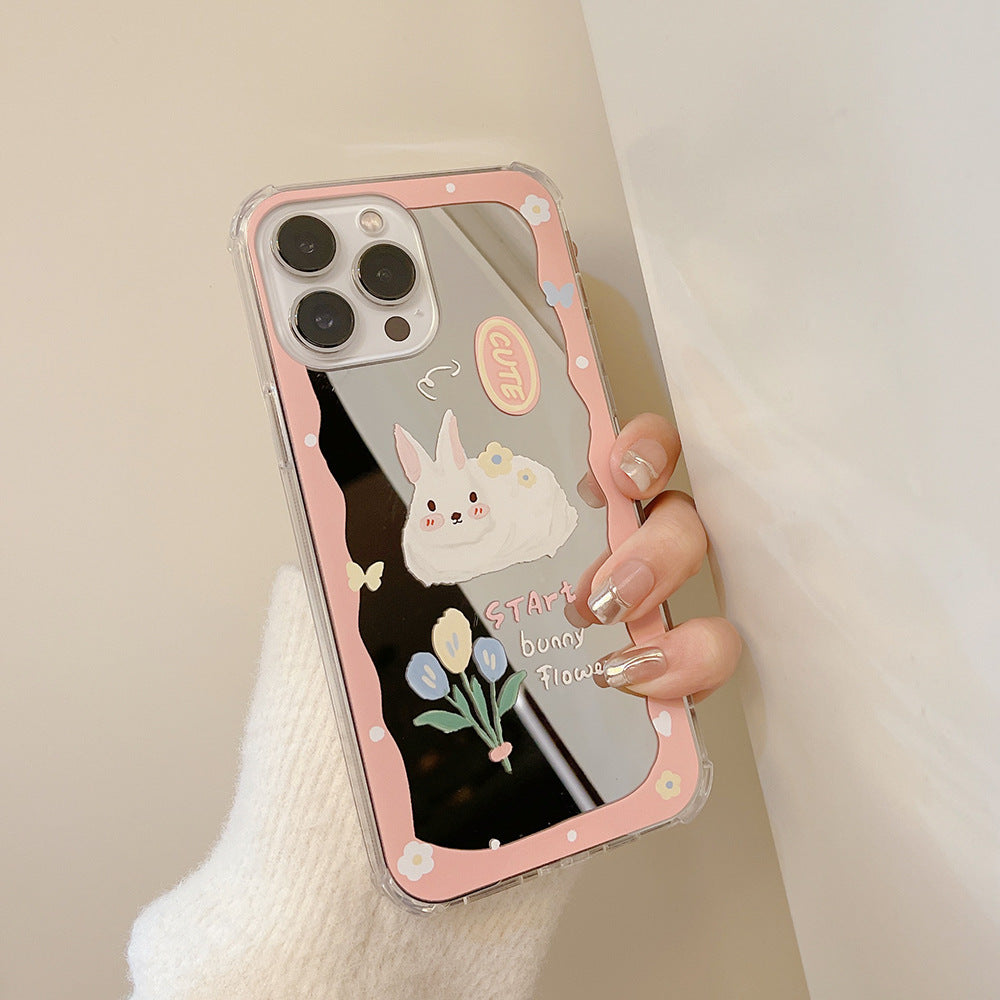 Start Bunny Flower Mirror Case