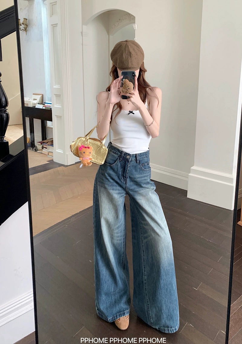 Chic Flared Waistline Blue Jeans