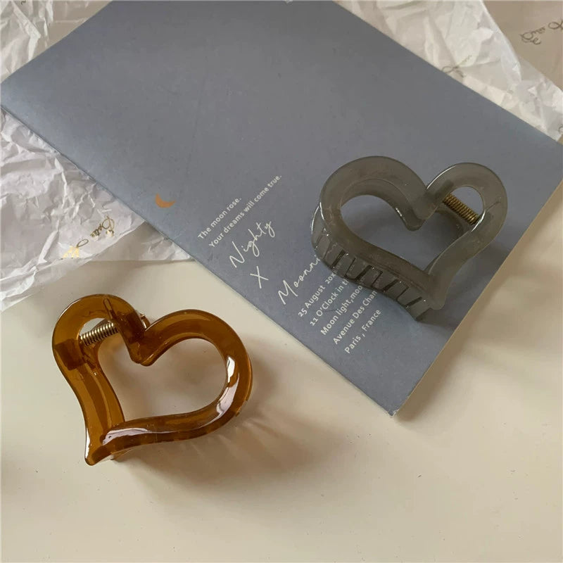 Translucent Heart Claw Clips