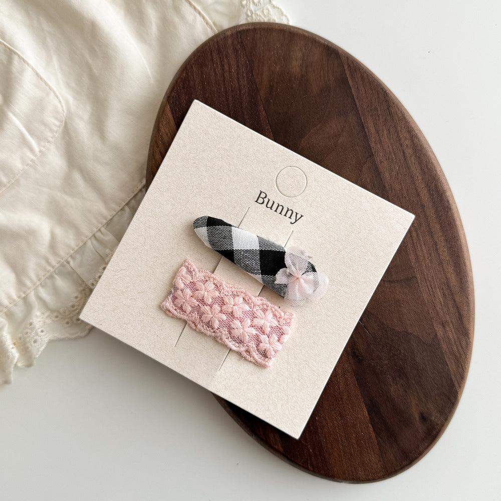 Bunny Pink Black Hair Clips