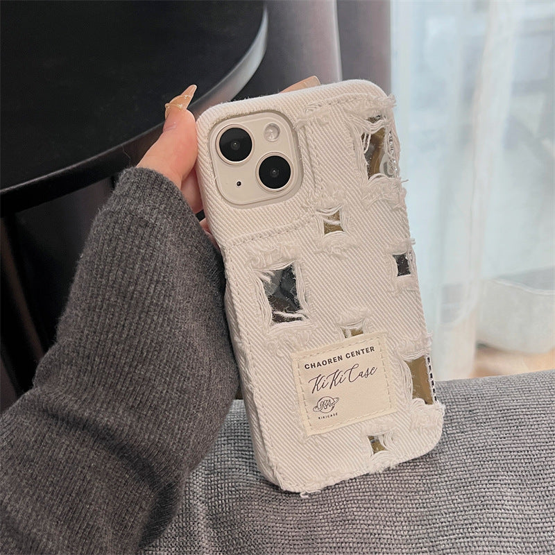 White Ripped Mirror Denim Case