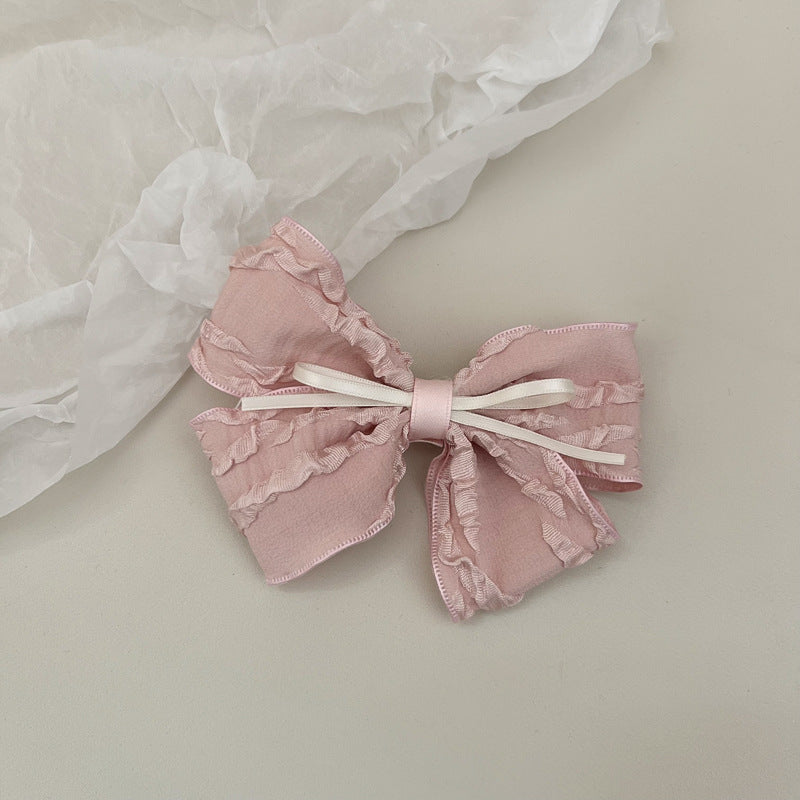 Elegant Pink Lace Bow Clips