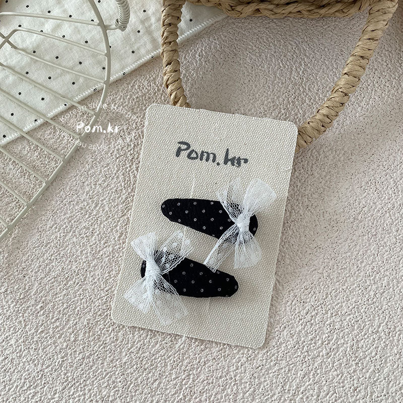 Monochrome Bow Hair Clip Set
