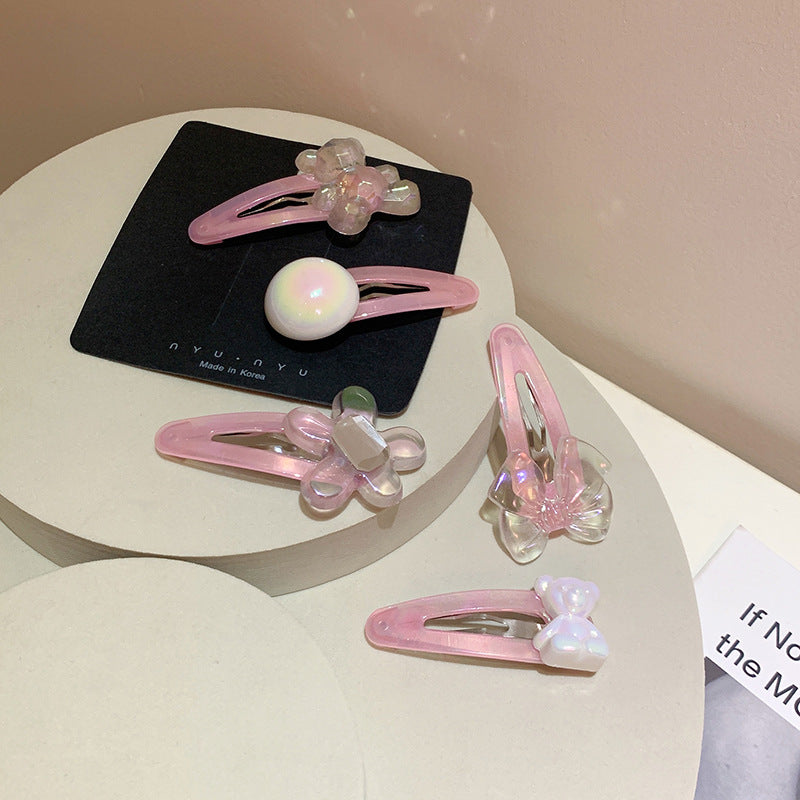 Iridescent Pink Pearl Hair Clips