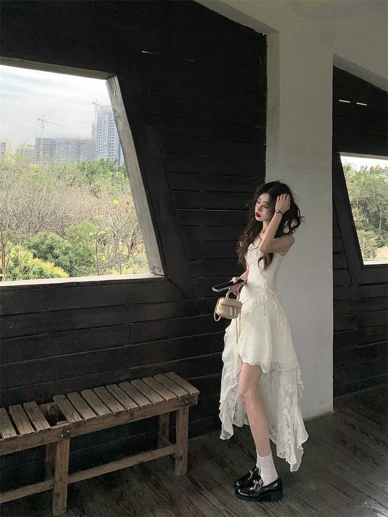 Boho White Lace Maxi Dress