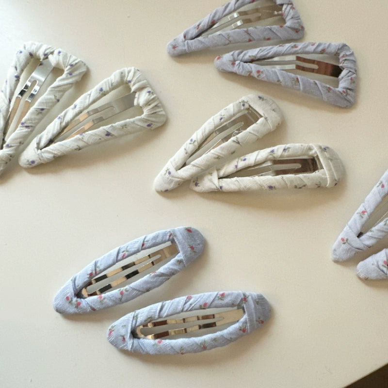 Ruched Floral Fabric Hair Clips