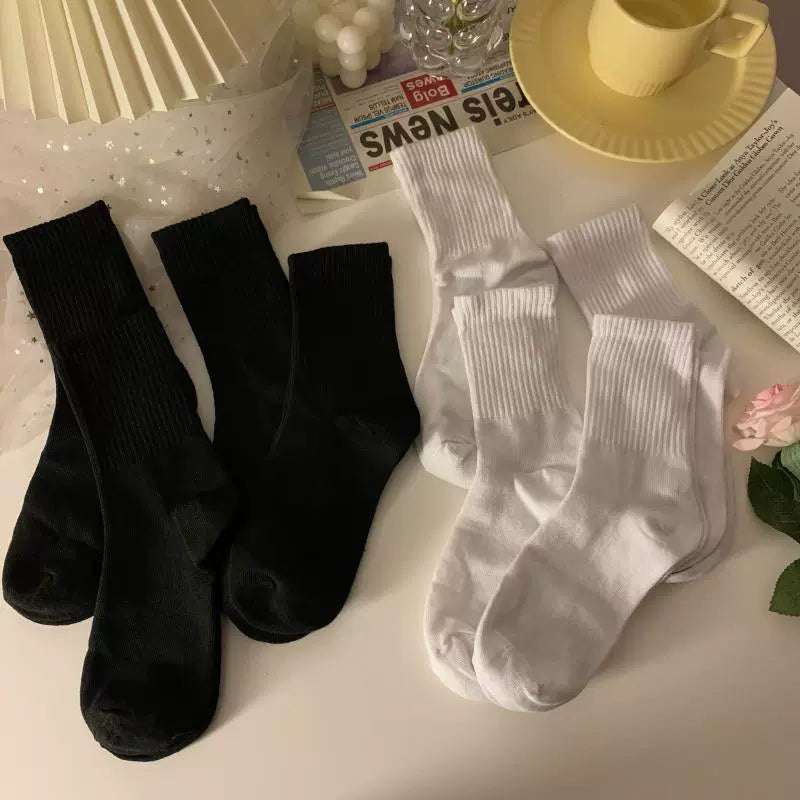 Black White Plain Socks