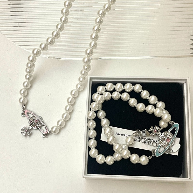 Huge Rhinestone Planet Necklace