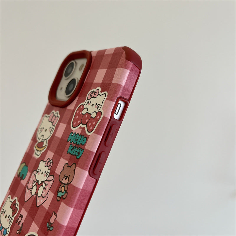 Red Grid Kitty Case