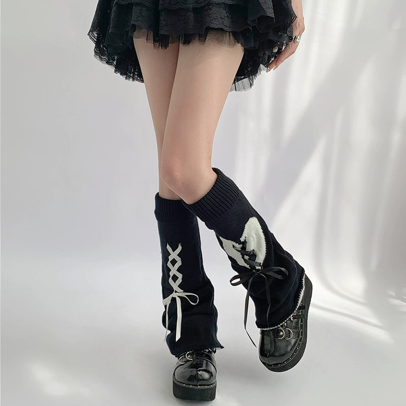 Lace-Up Ribbon Slouchy Leg Warmers