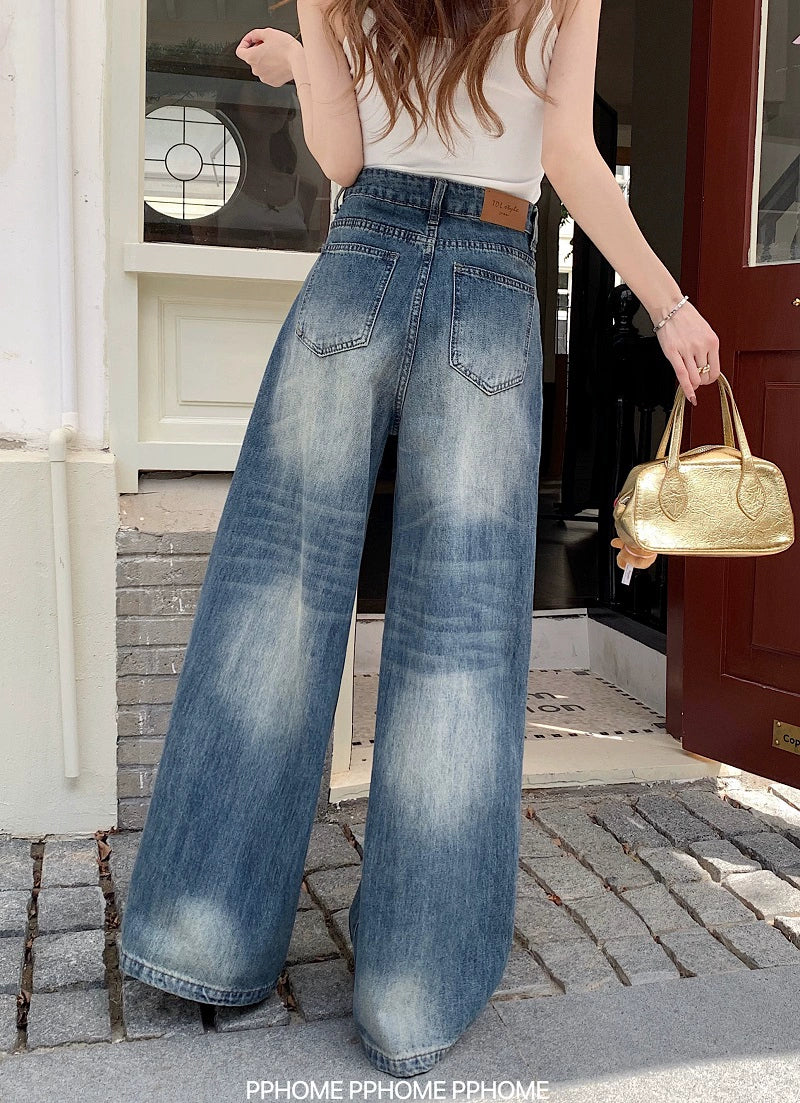 Chic Flared Waistline Blue Jeans