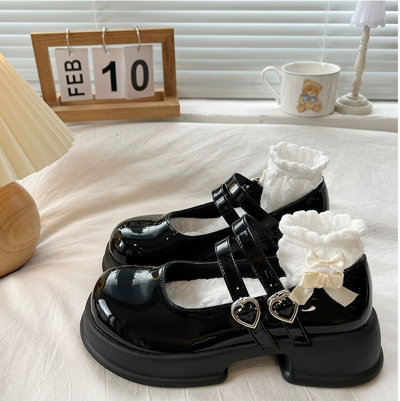 Glossy Double Strap Mary Janes