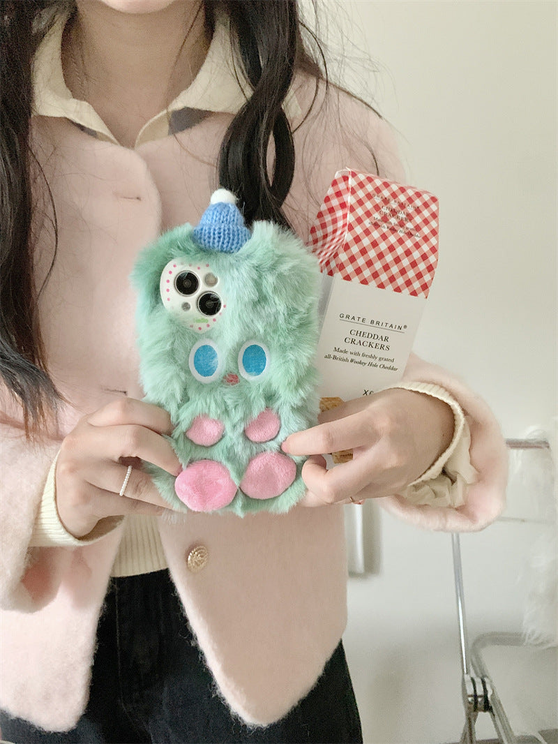 Cute Monster Beanie Fluffy Case