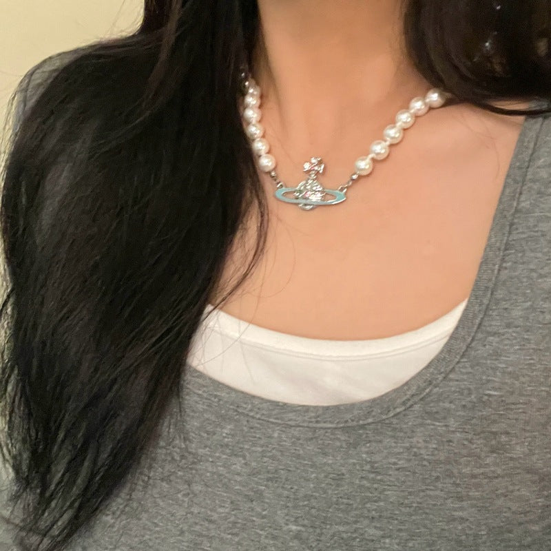 Huge Rhinestone Planet Necklace