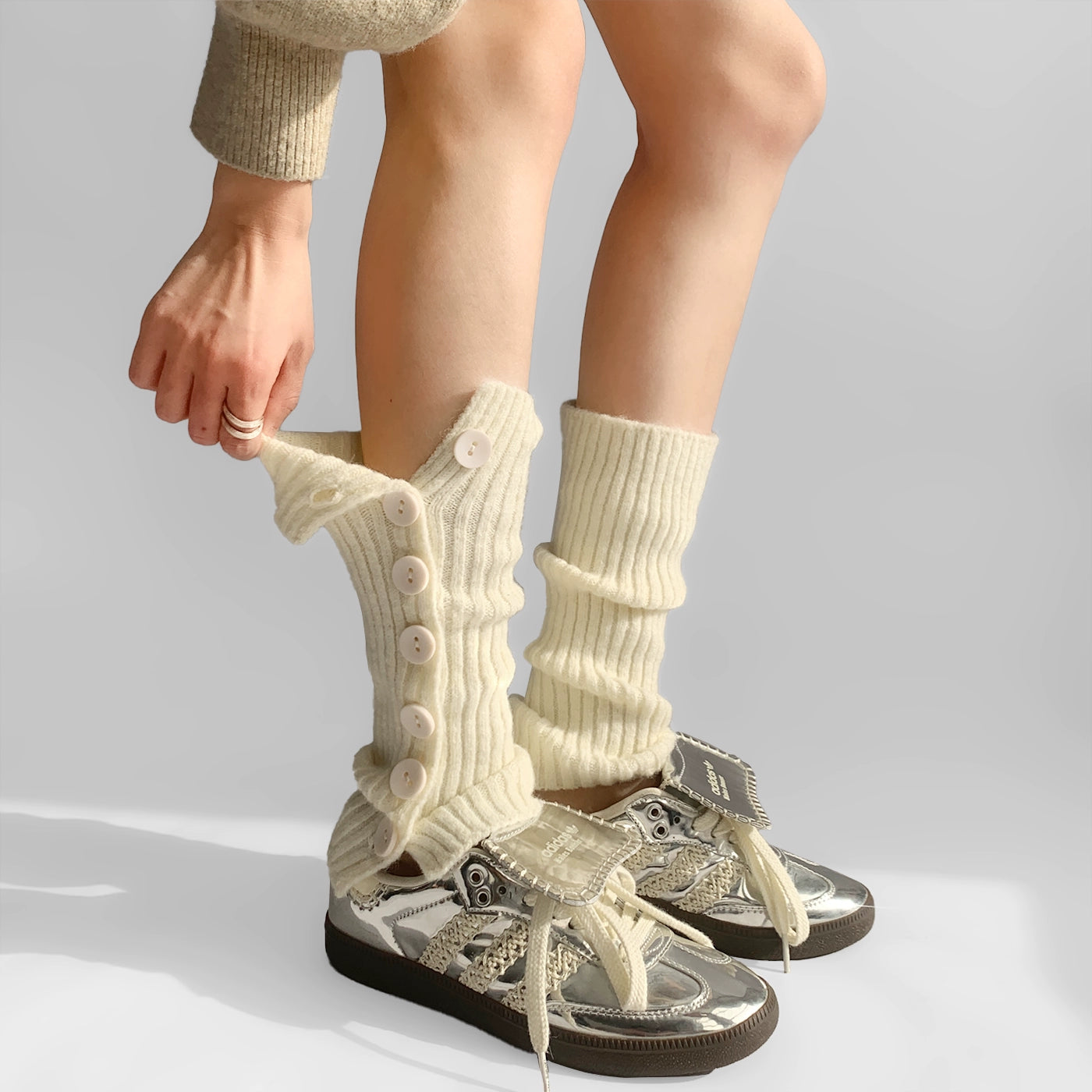 Chunky Buttoned Ribbed Leg Warmers