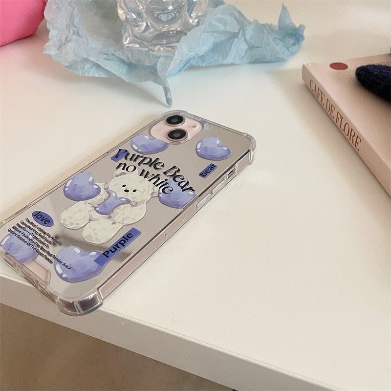 Purple Bear No White Mirror Case