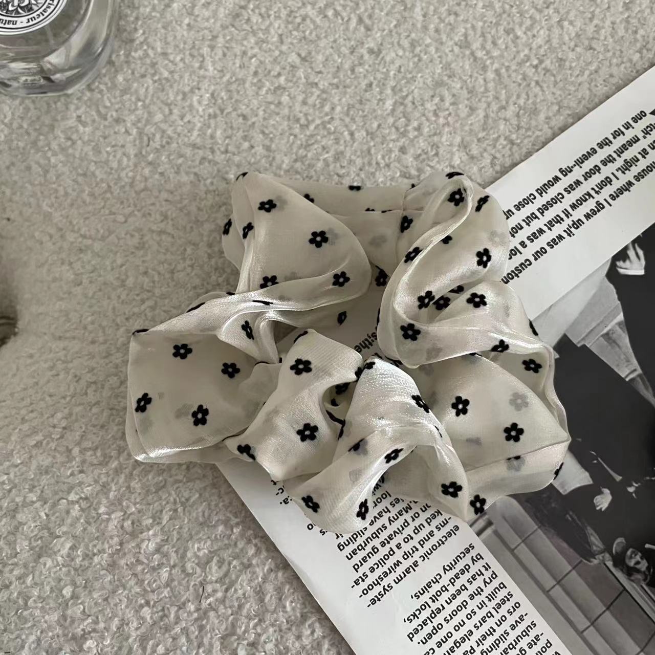 Floral Dotted Chiffon Scrunchies