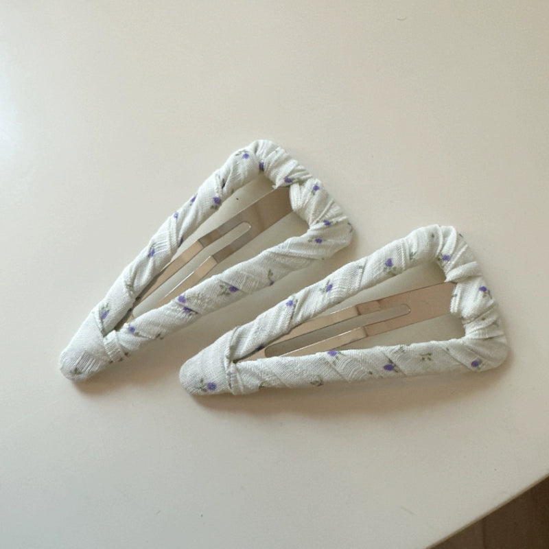 Ruched Floral Fabric Hair Clips