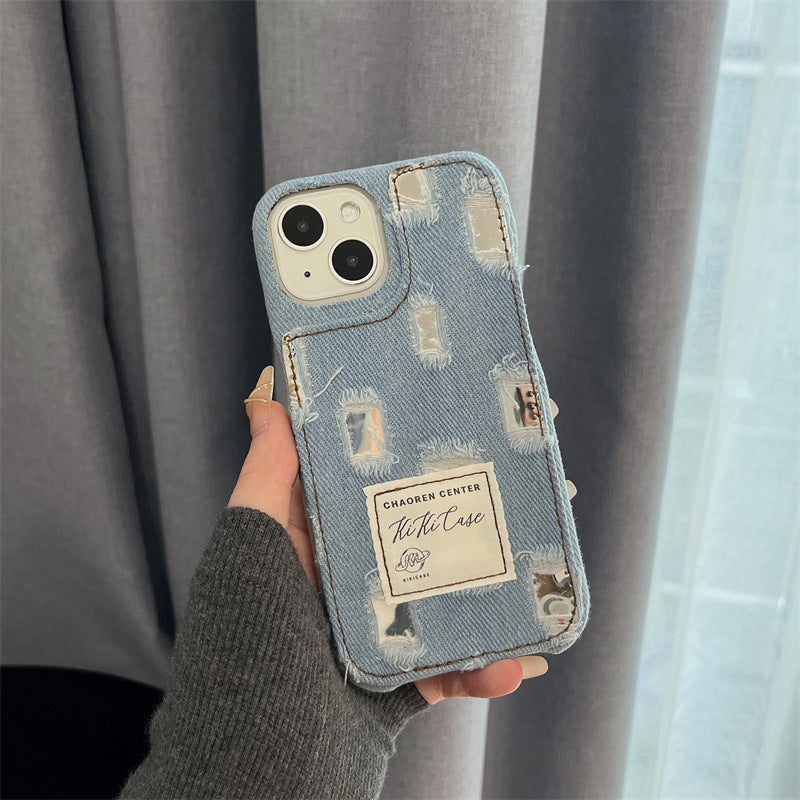 Ripped Denim Mirror Case