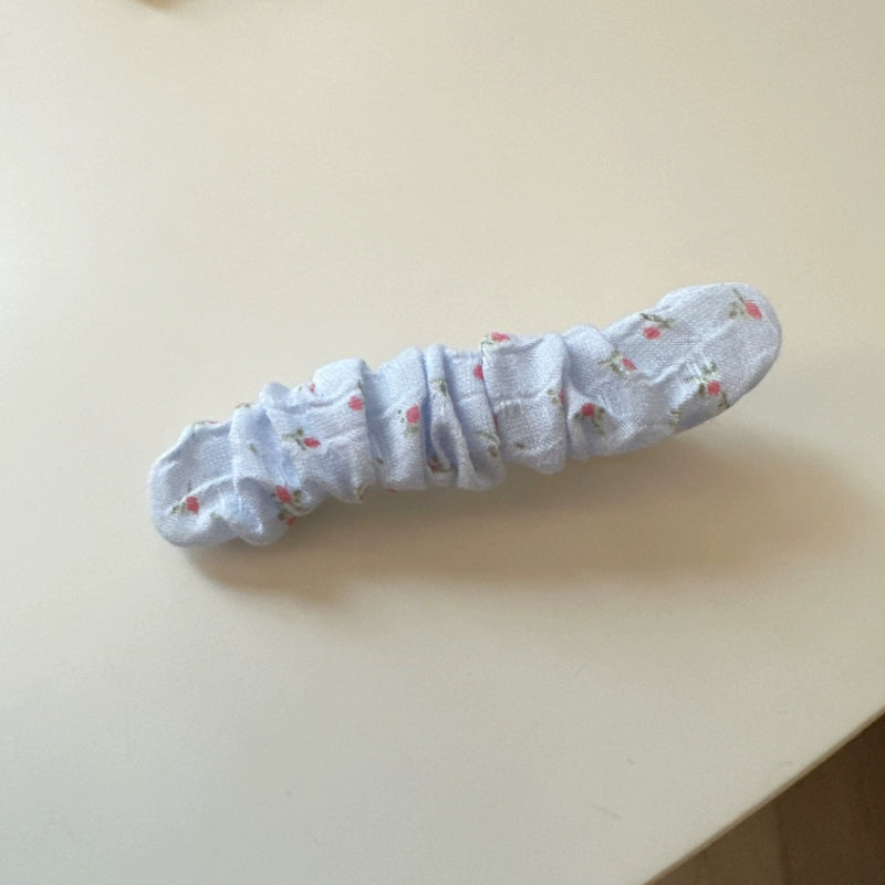 Ruched Floral Fabric Hair Clips