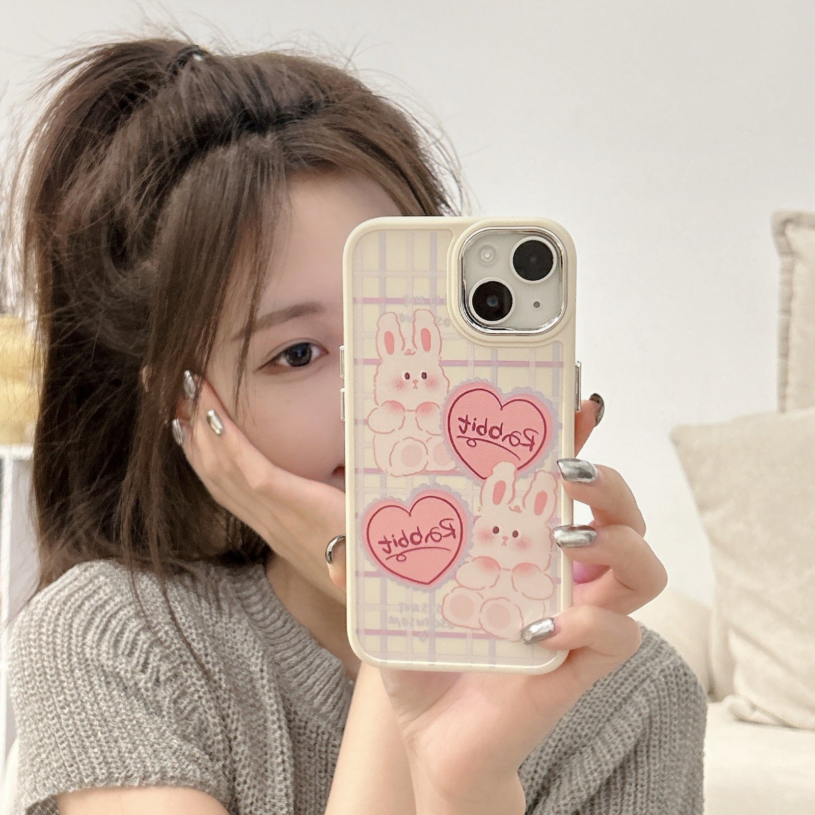 Plaid Bunny Heart Case