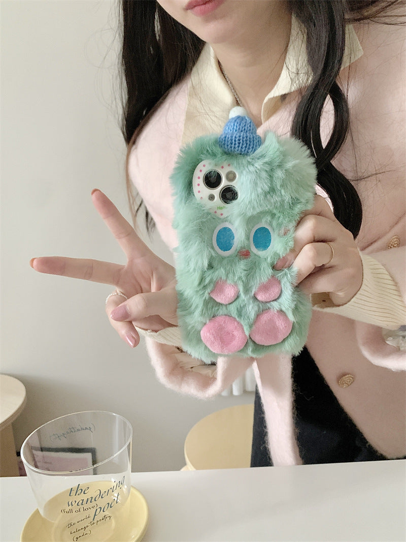 Cute Monster Beanie Fluffy Case