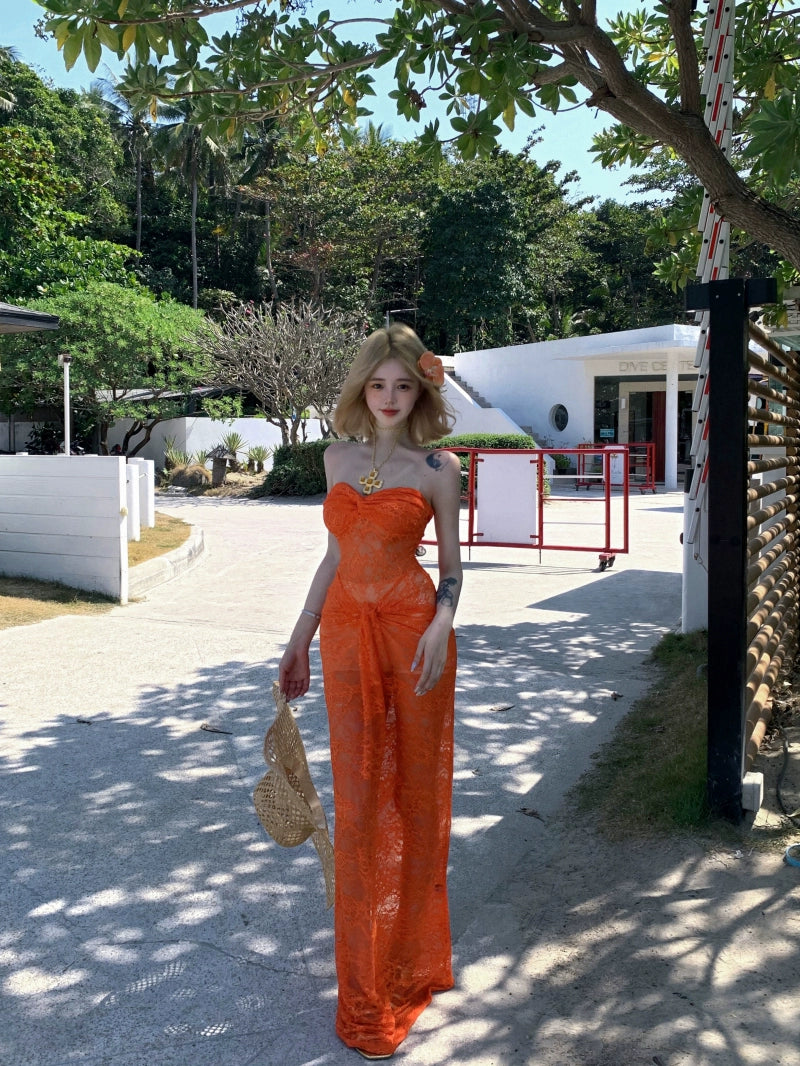 Chic Orange Resort Maxi Dress