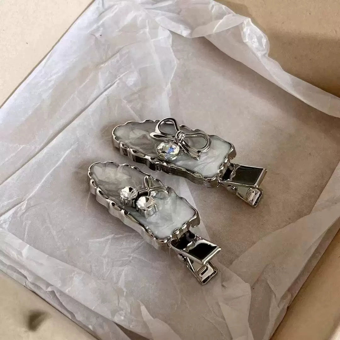 Cherry Silver Hair Clips