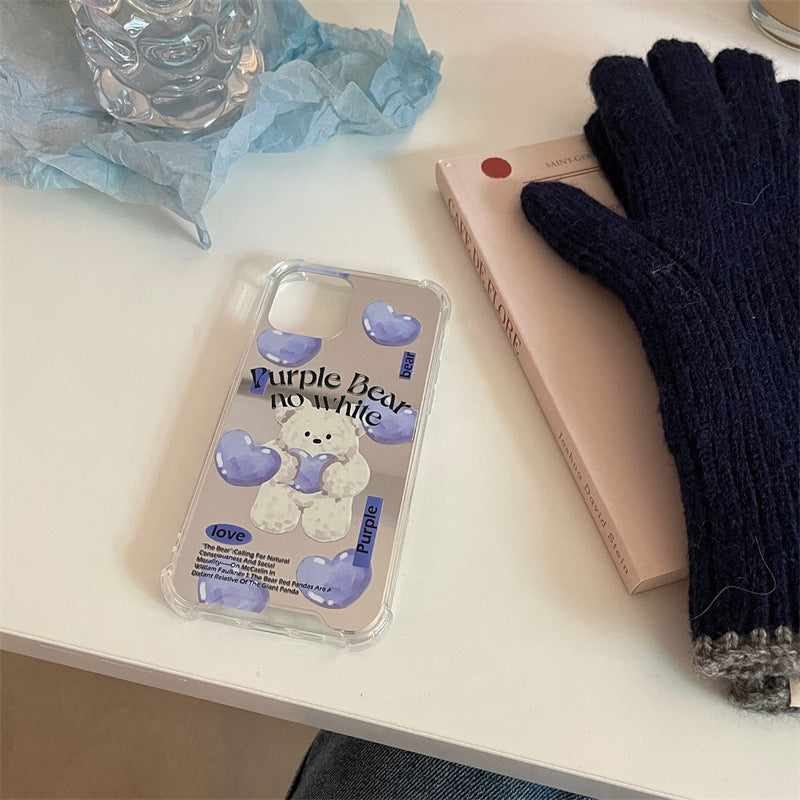 Purple Bear No White Mirror Case