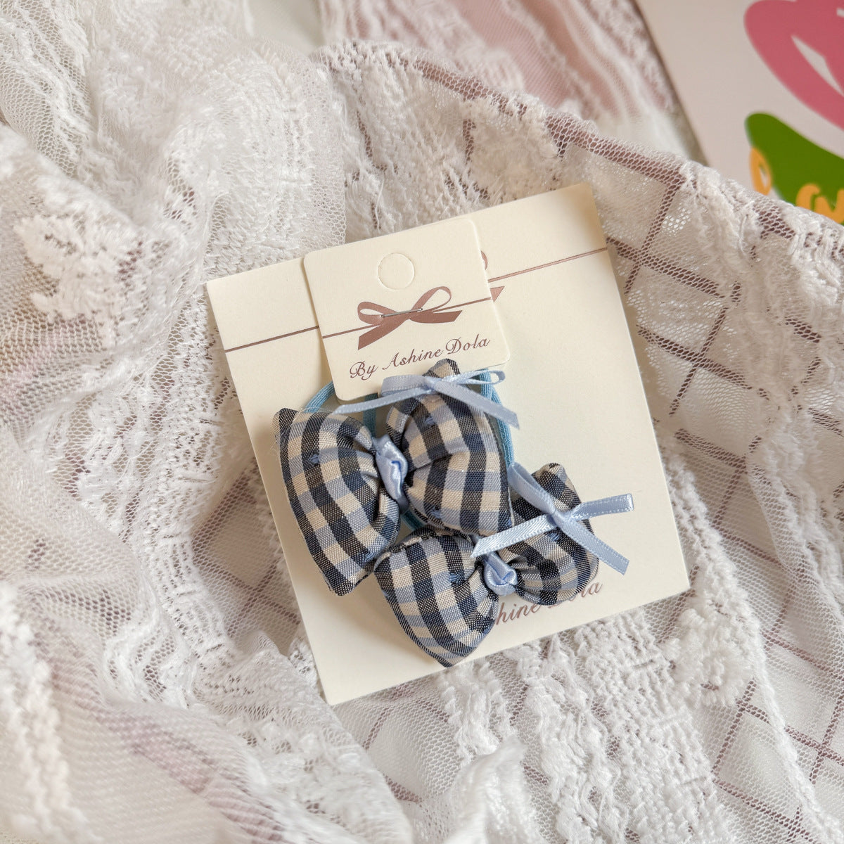 Gingham Bow Hair Clip Set