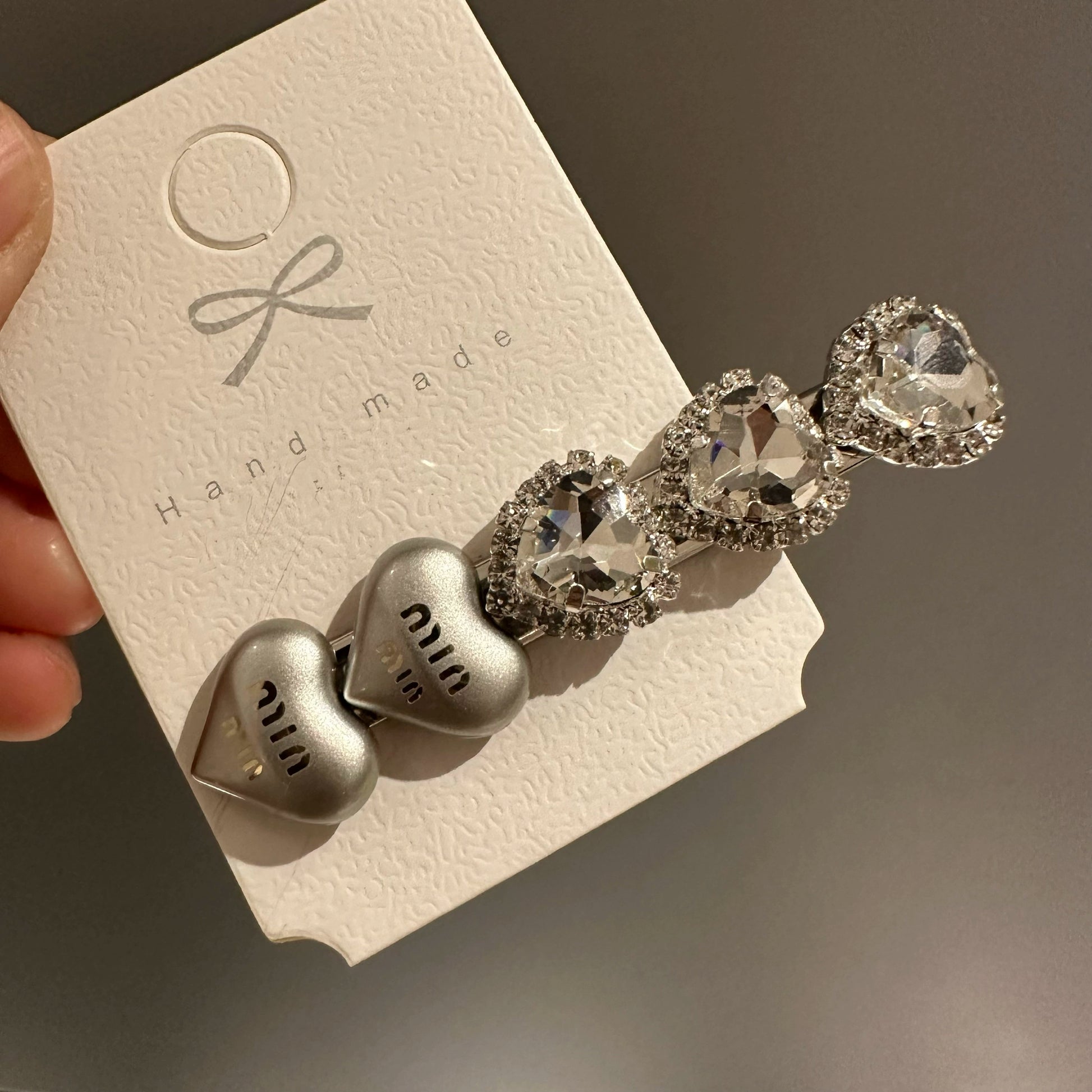 Hearts Silver Hair Clip