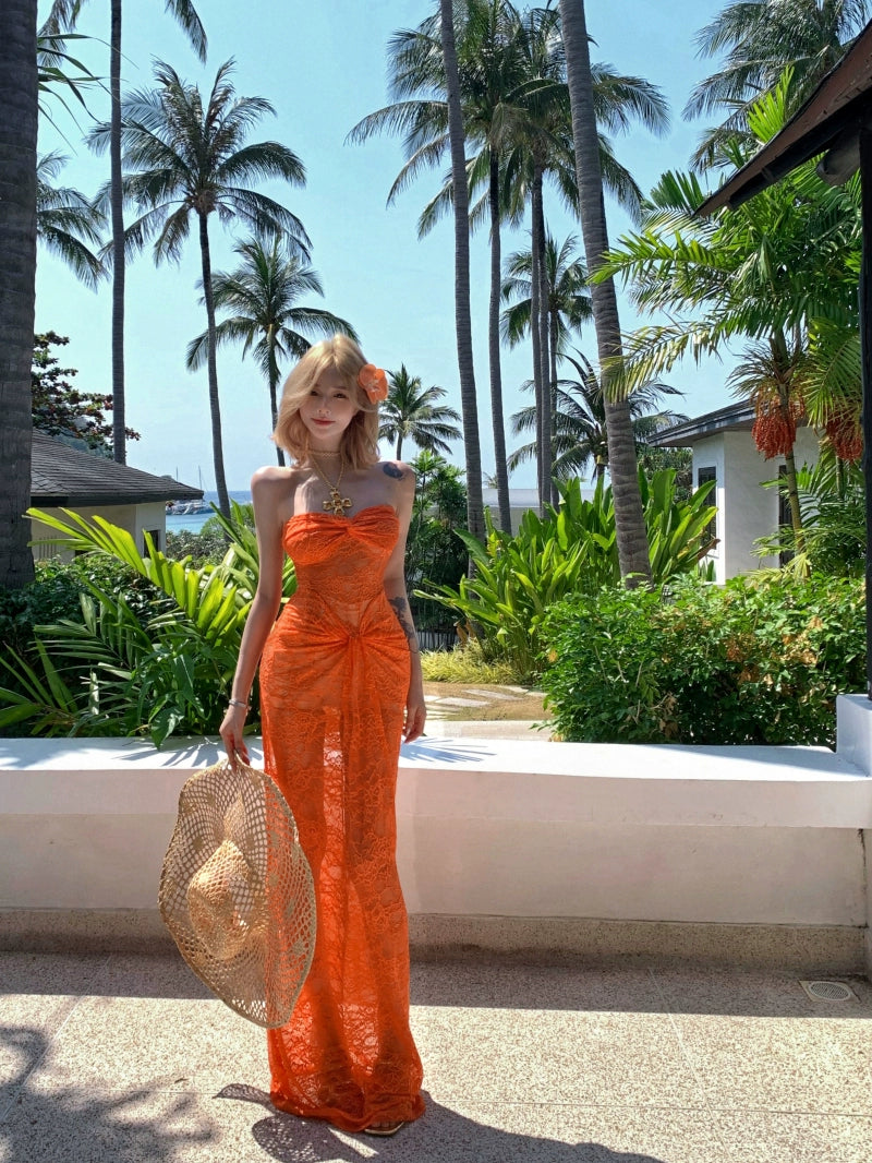 Chic Orange Resort Maxi Dress