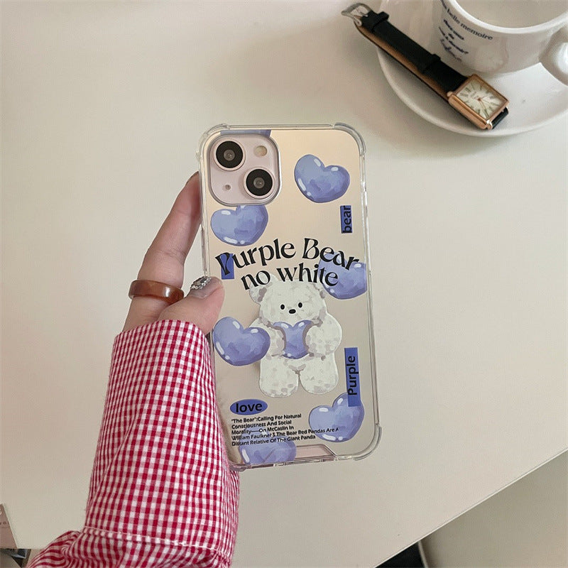 Purple Bear No White Mirror Case