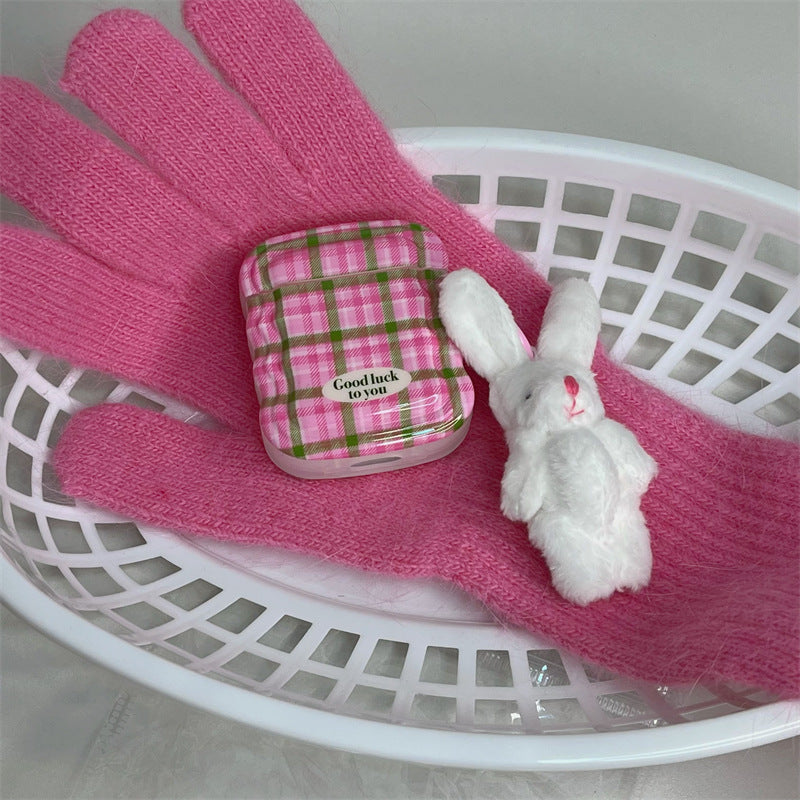 Good Luck to you Bunny Plaid Airpods Case