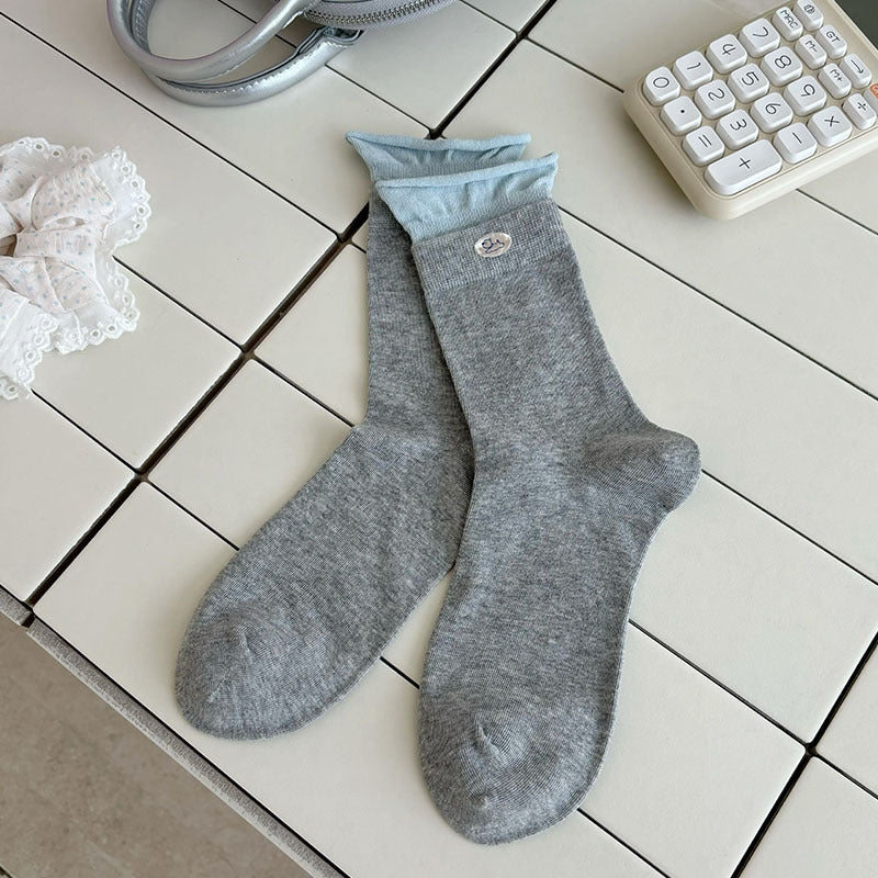 Assorted Pastel Embroidered Socks