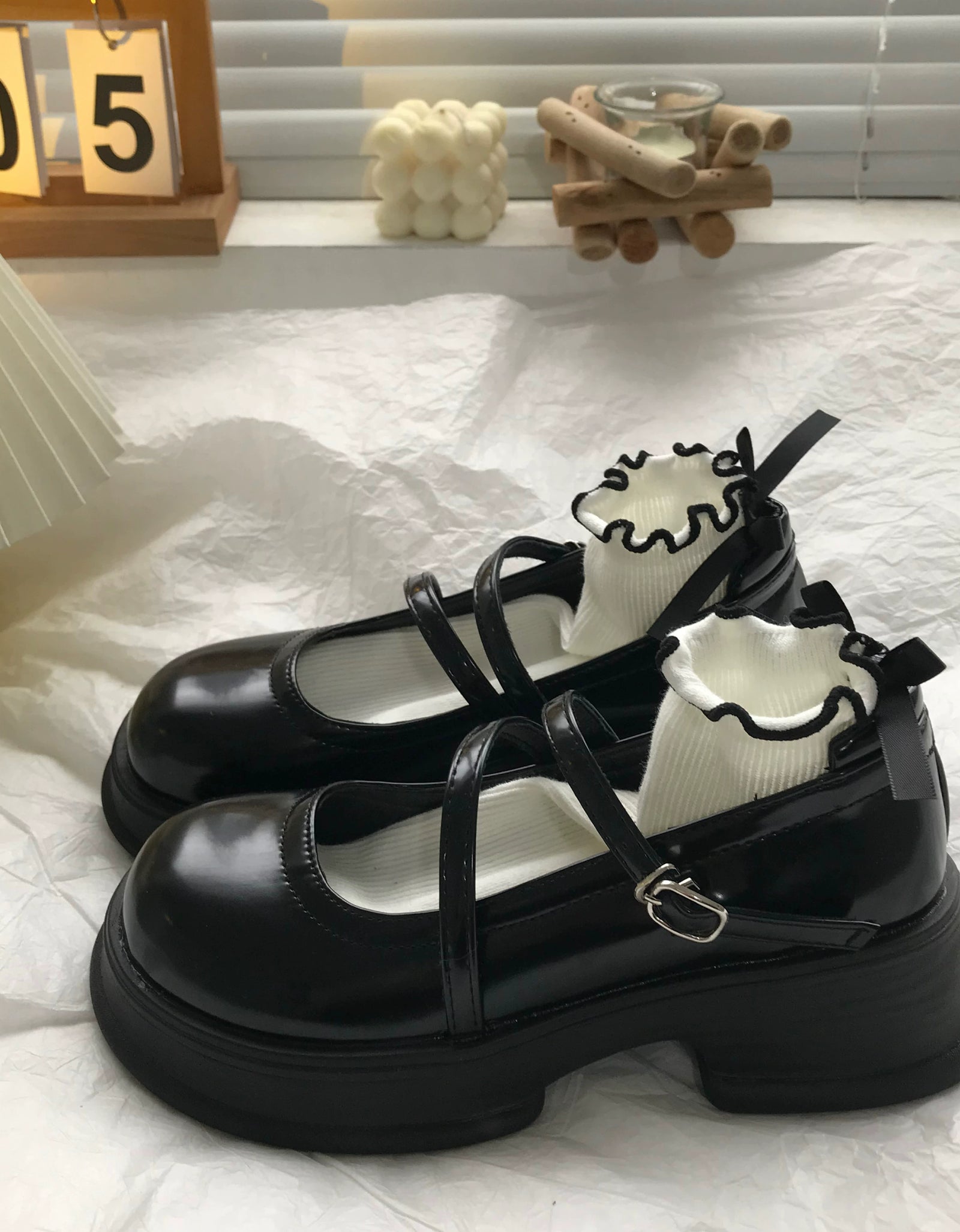 Glossy Double Strap Mary Janes