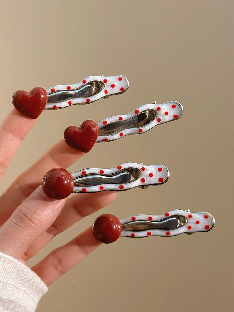 Kawaii Polka Metal Hair Clips