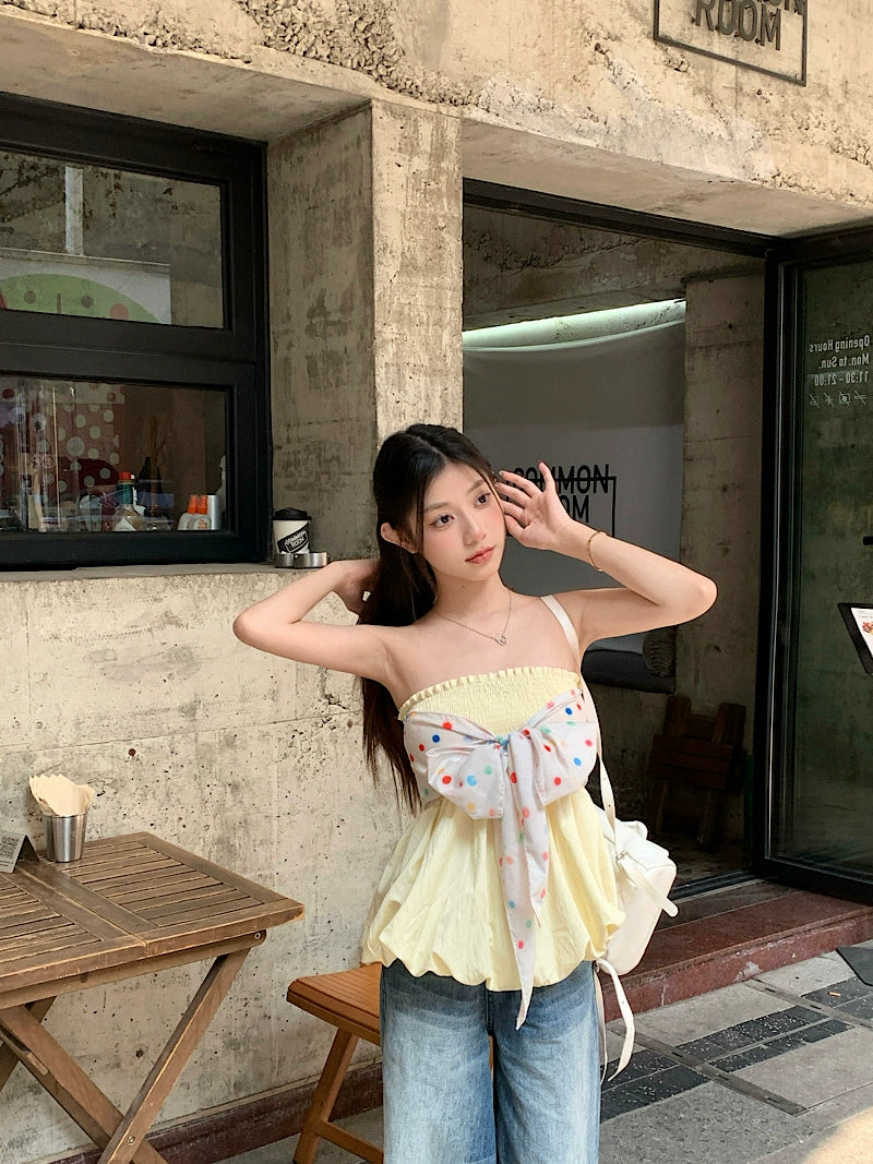 Sweet Bow Strapless Peplum Top