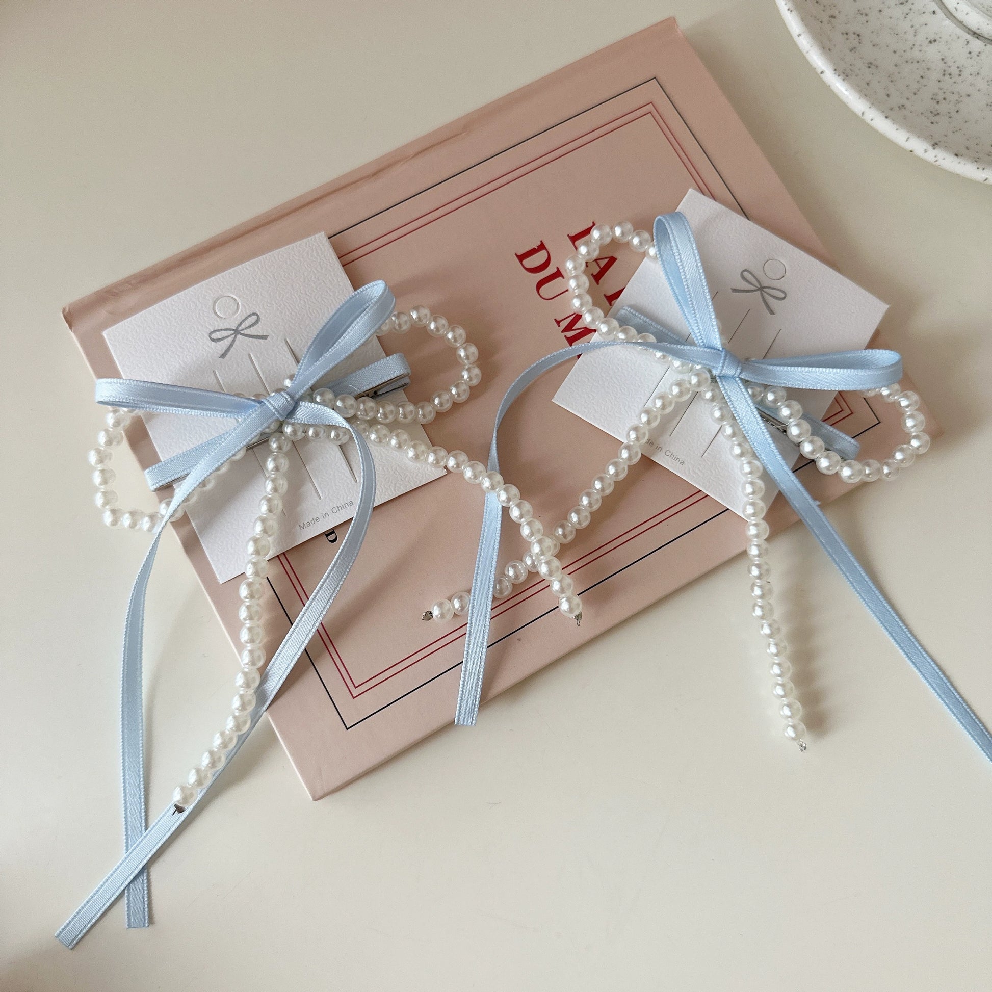 Pearl Ribbon Bow Hair Clip
