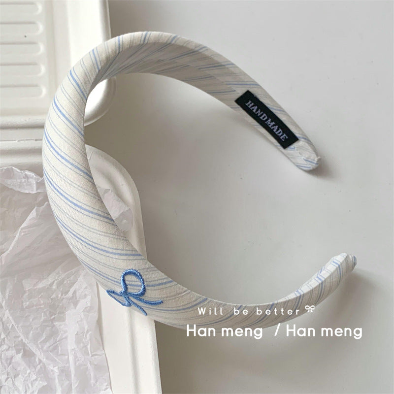 Striped Blue Ribbon Hair Set