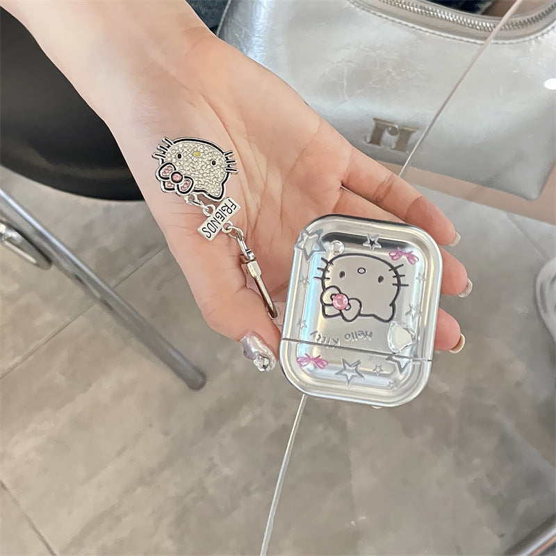 Silver Kitty Airpods Case