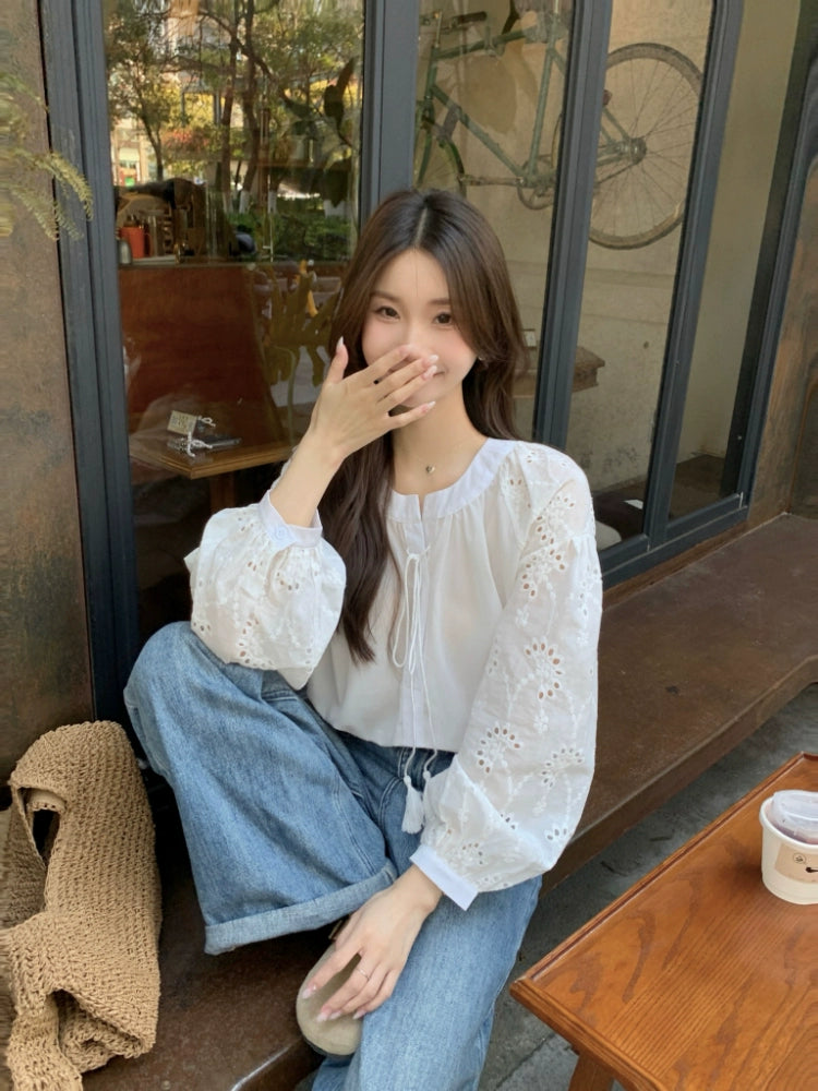 Boho Chic Lace Sleeve Blouse