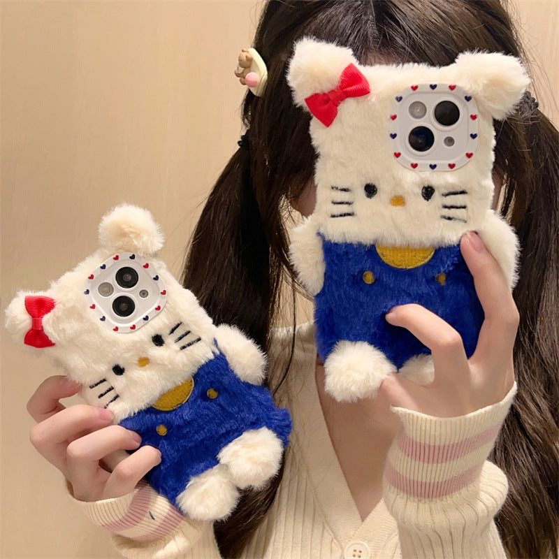 Blue Vest Kitty Plushie Case